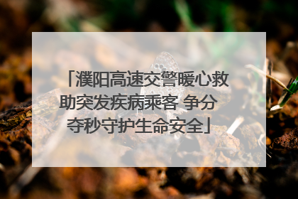 濮阳高速交警暖心救助突发疾病乘客 争分夺秒守护生命安全